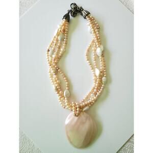 Multi-strand Pink and Cream Freshwater Pearl Necklace